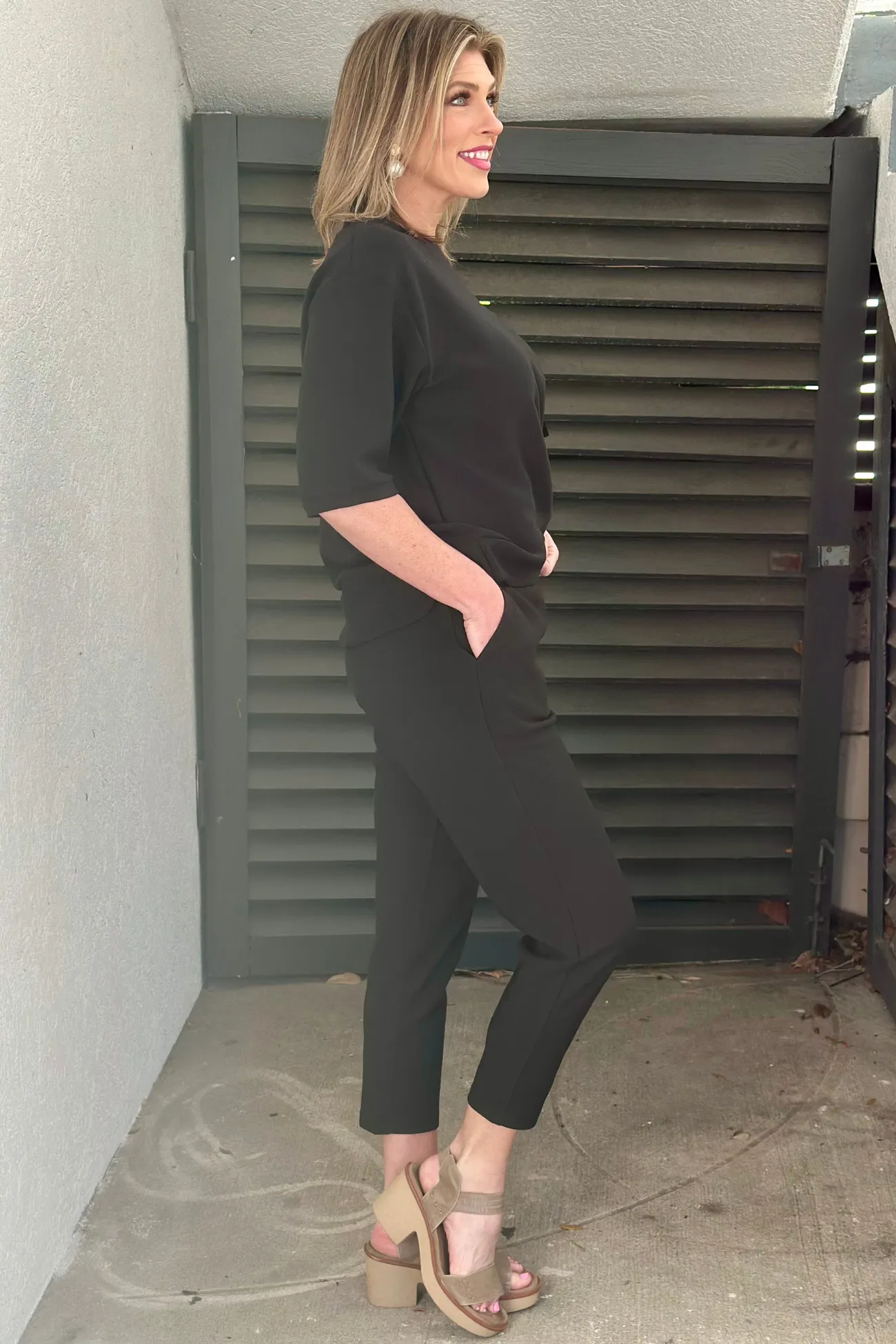 The Saint Johns Black Crepe Knit Pant