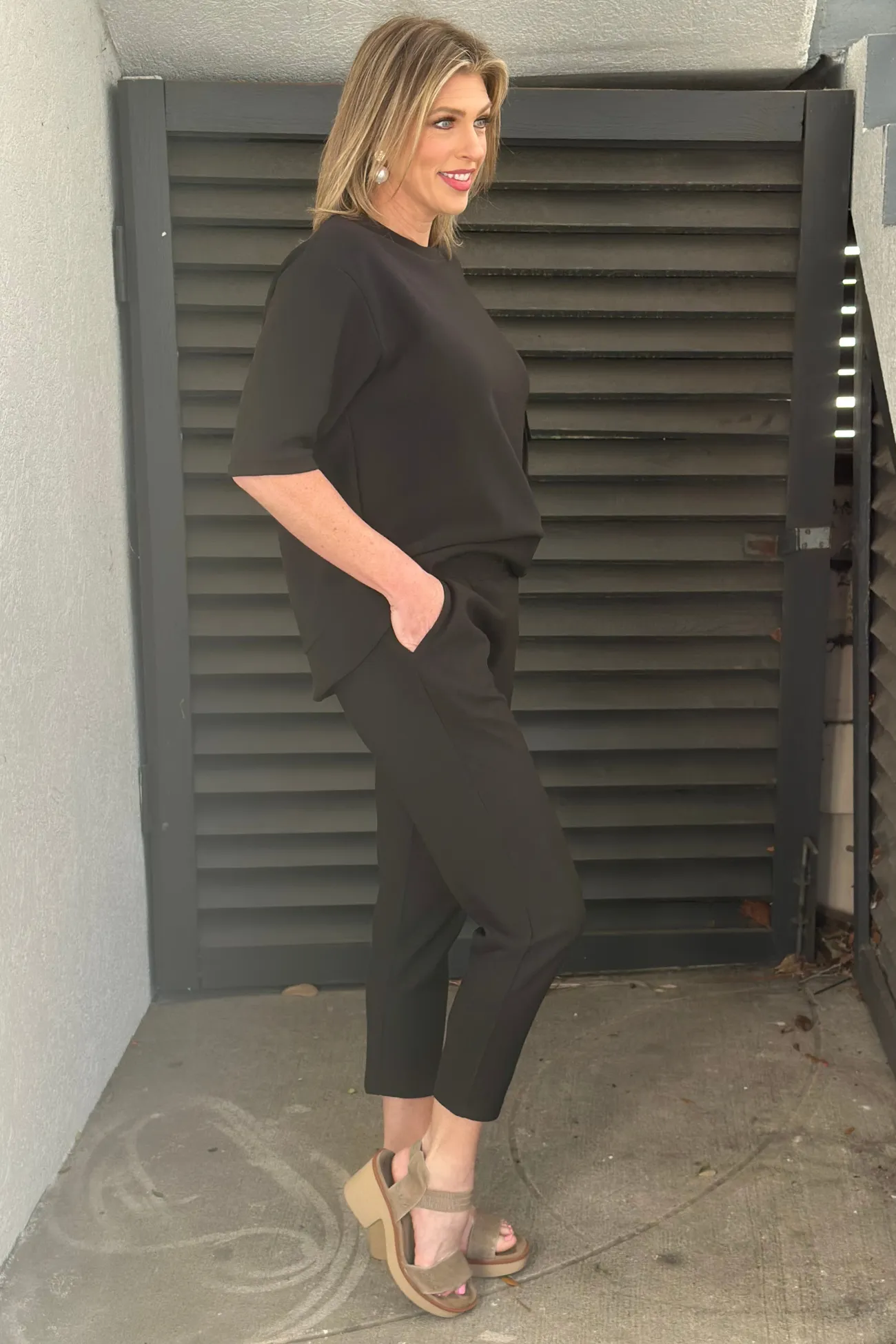 The Saint Johns Black Crepe Knit Pant