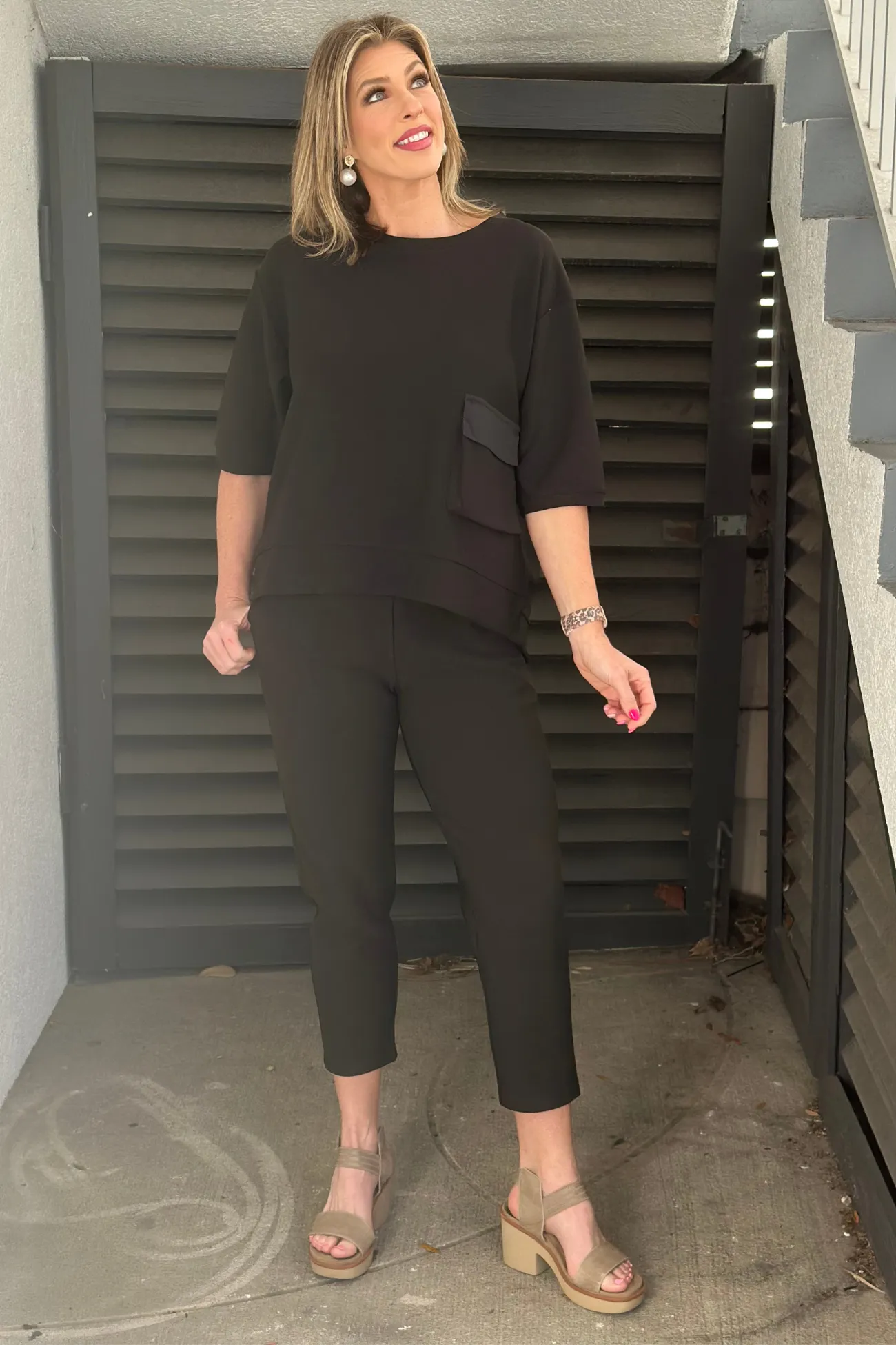The Saint Johns Black Crepe Knit Pant
