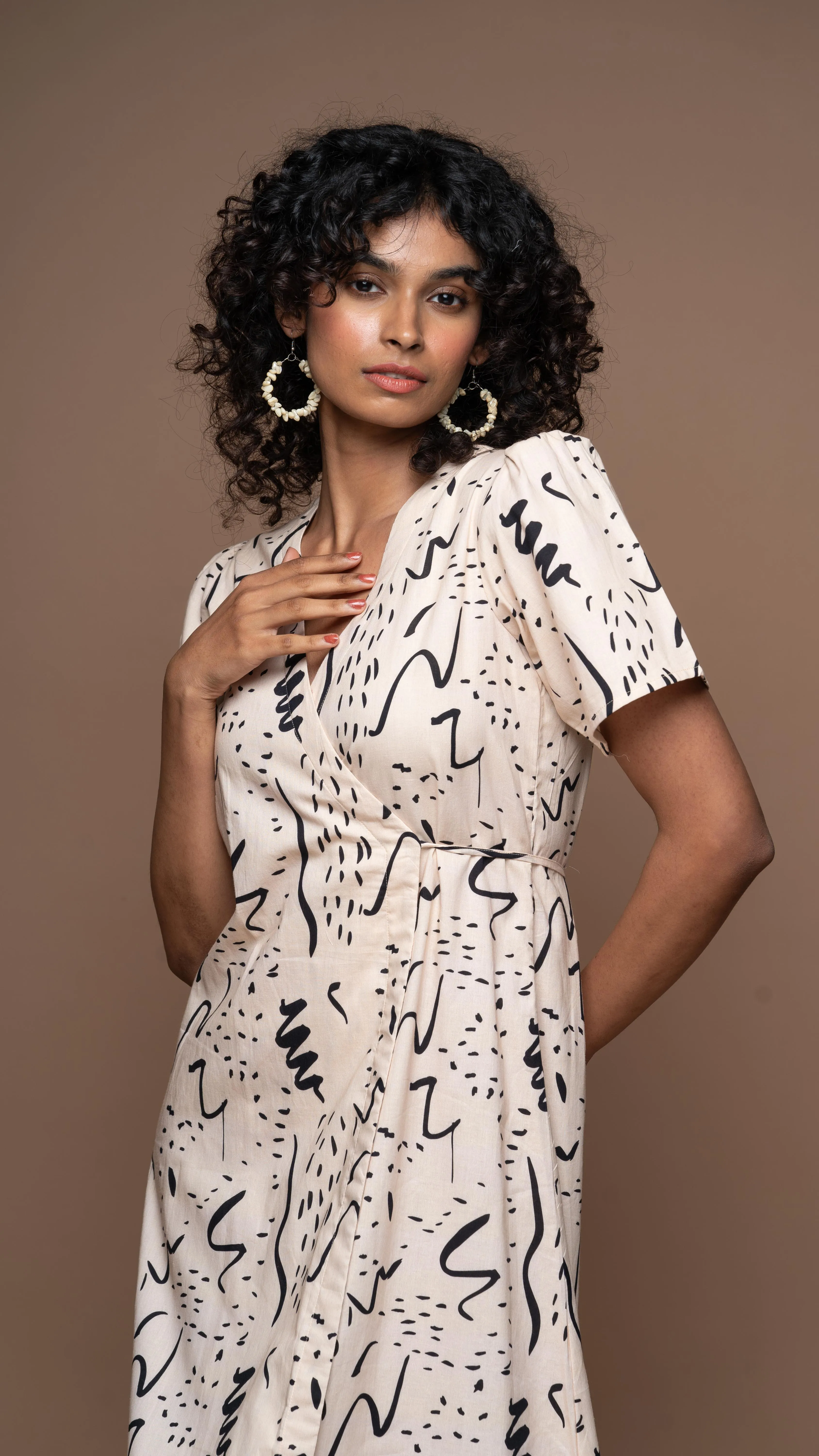 Tie and Twirl Midi Wrap Dress in Notes and Scribbles Pattern