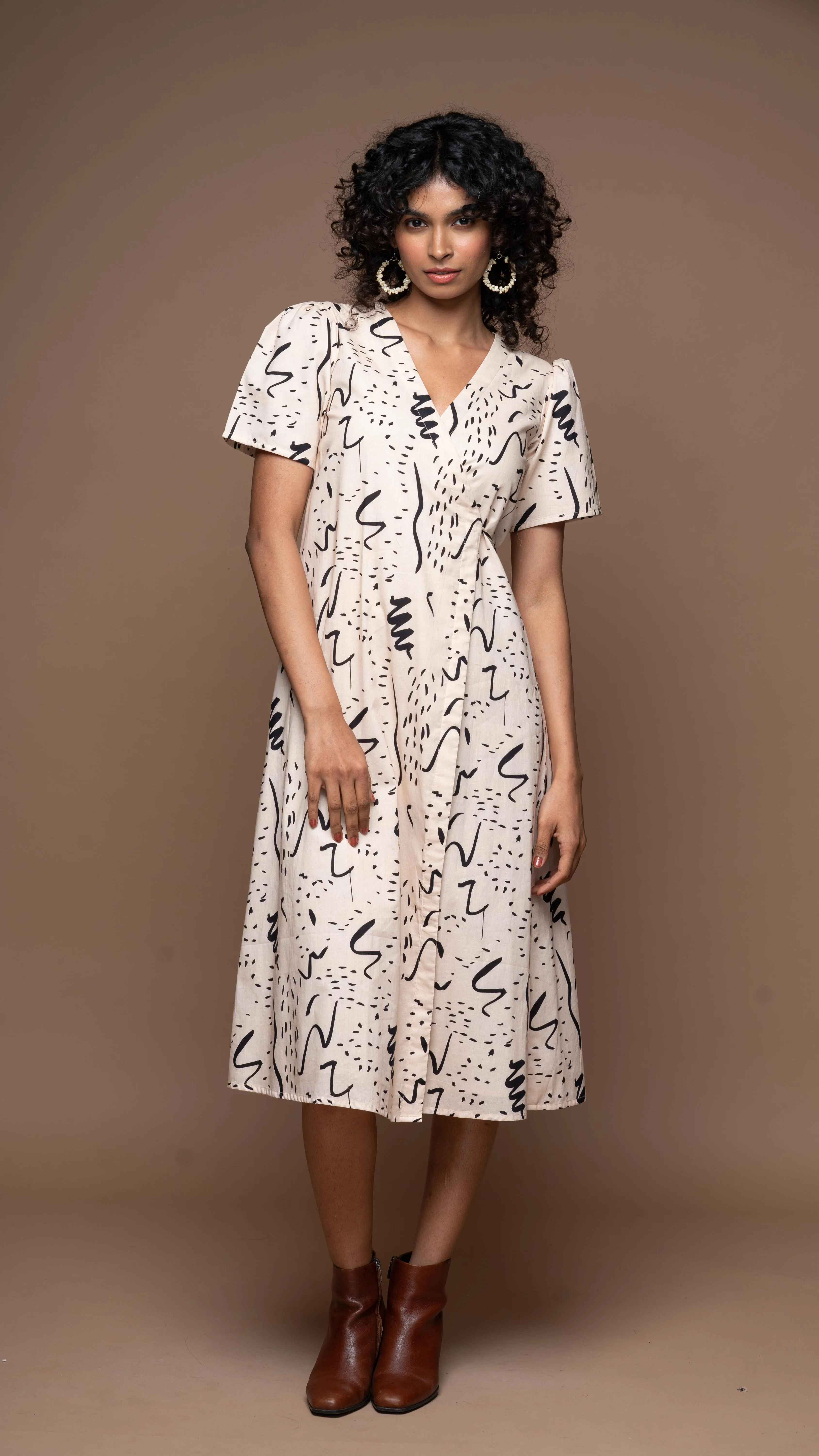 Tie and Twirl Midi Wrap Dress in Notes and Scribbles Pattern
