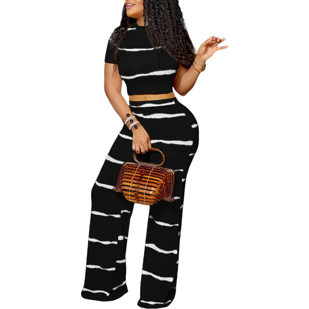 Tie Dye Crop Top and High Waist Pants Set