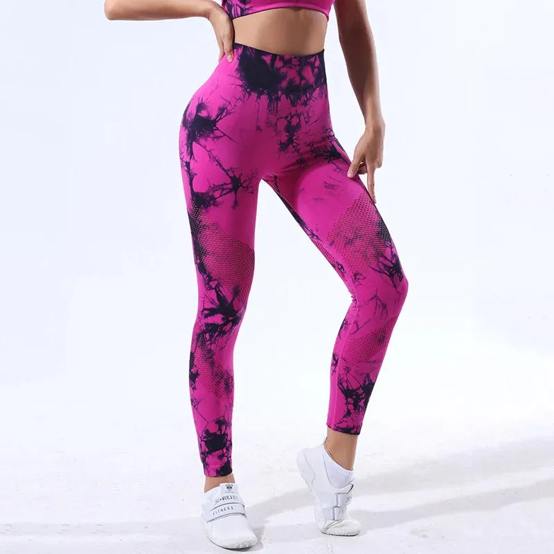 Tie Dye Seamless Leggings - Scrunch Butt Gym Tights