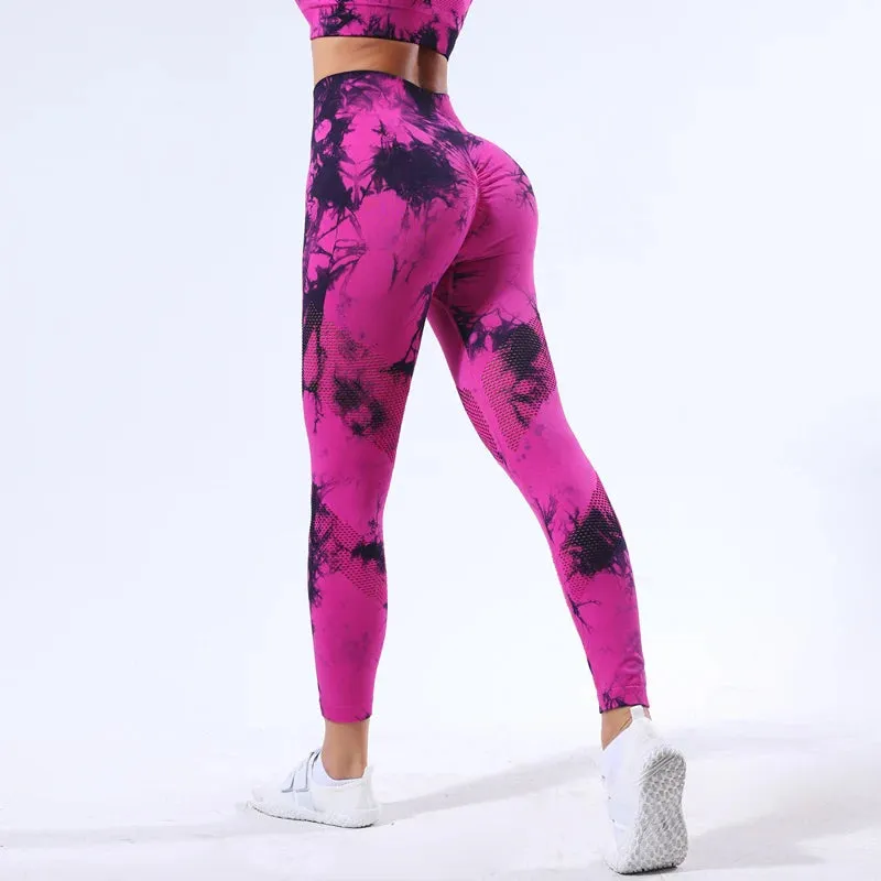Tie Dye Seamless Leggings - Scrunch Butt Gym Tights