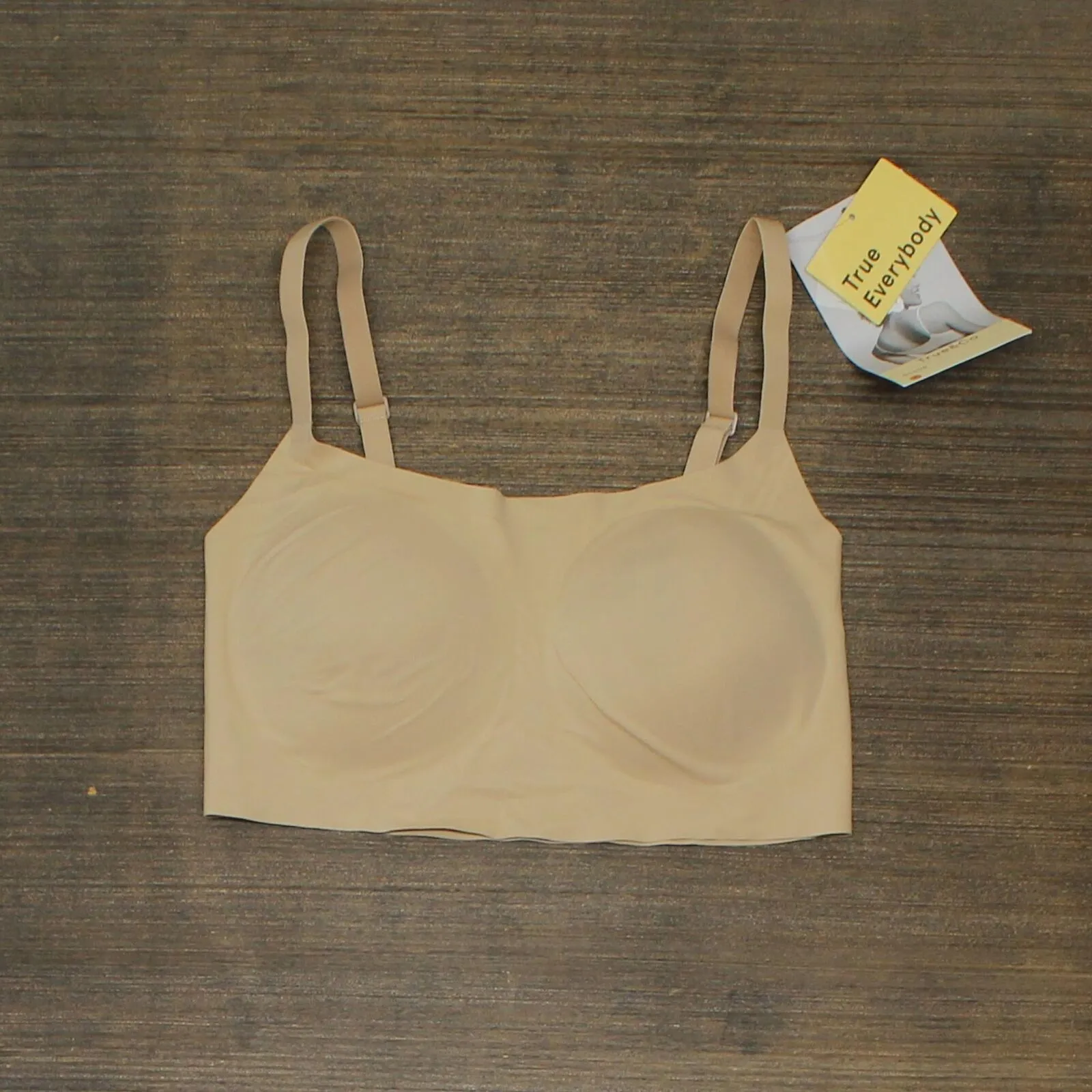 True & Co. True Everybody Adjustable Strap Scoop Neck Bra 1191 Beige Brown M