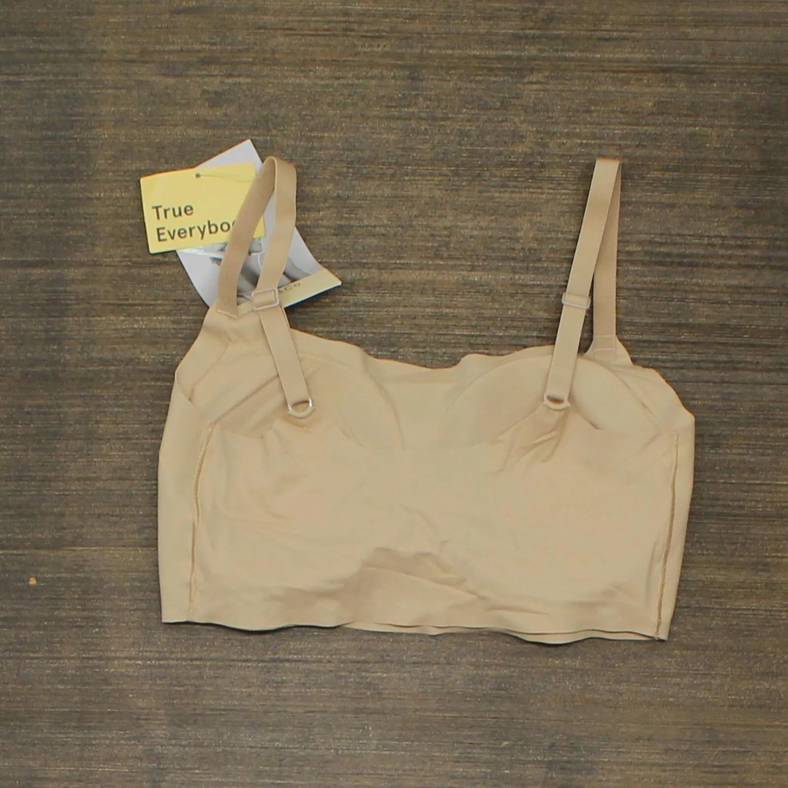 True & Co. True Everybody Adjustable Strap Scoop Neck Bra 1191 Beige Brown M