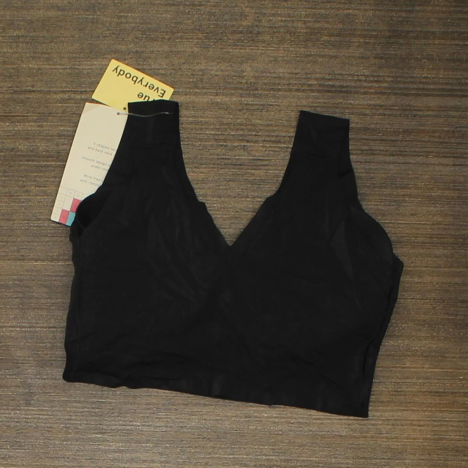 True & Co. True Everybody Women's V-Neck Bra 54201611 Black L