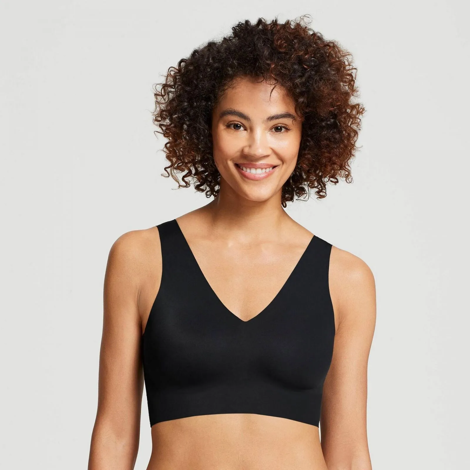 True & Co. True Everybody Women's V-Neck Bra 54201611 Black L