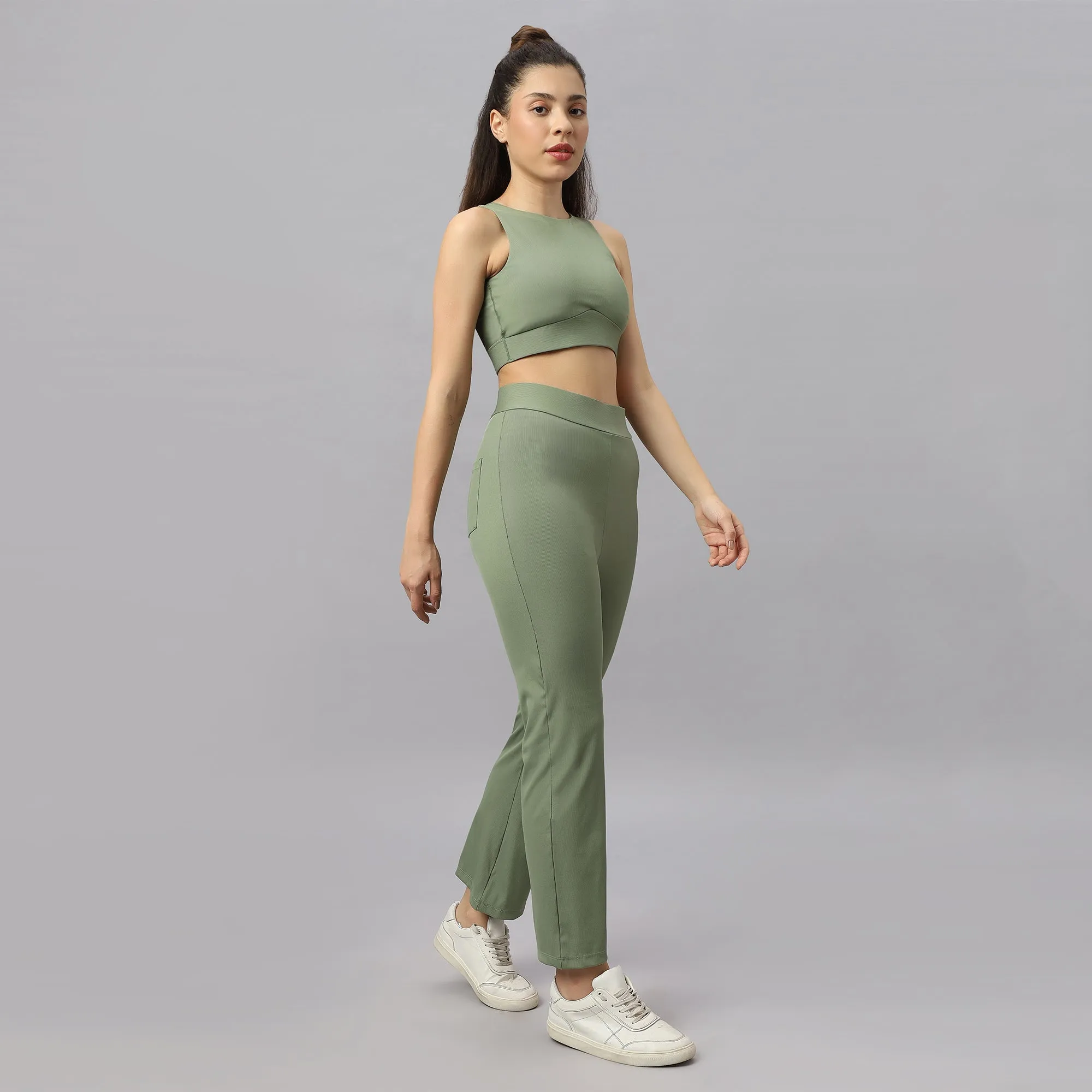 Ultra Soft Ribbed Bra & Fit and Flare pants Set
