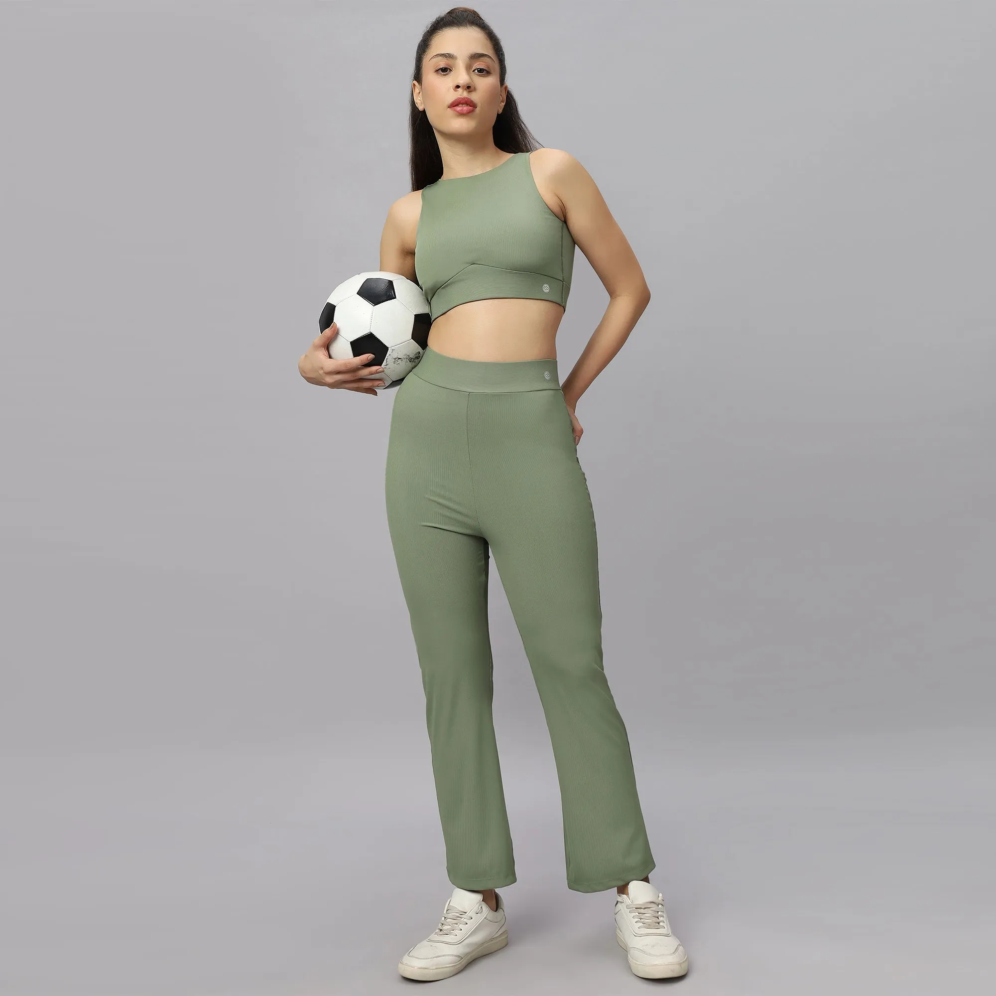 Ultra Soft Ribbed Bra & Fit and Flare pants Set