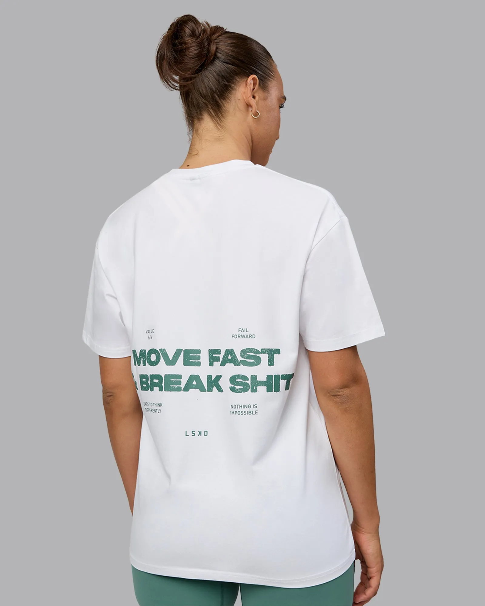 Unisex Move Fast Value Series FLXCotton Tee Oversize - White-Sagebrush
