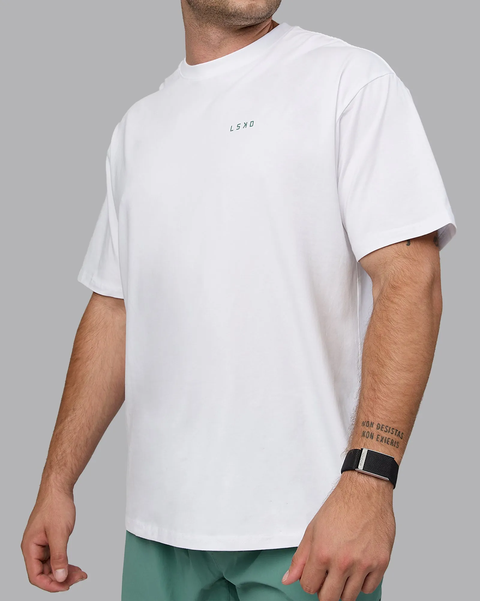 Unisex Move Fast Value Series FLXCotton Tee Oversize - White-Sagebrush