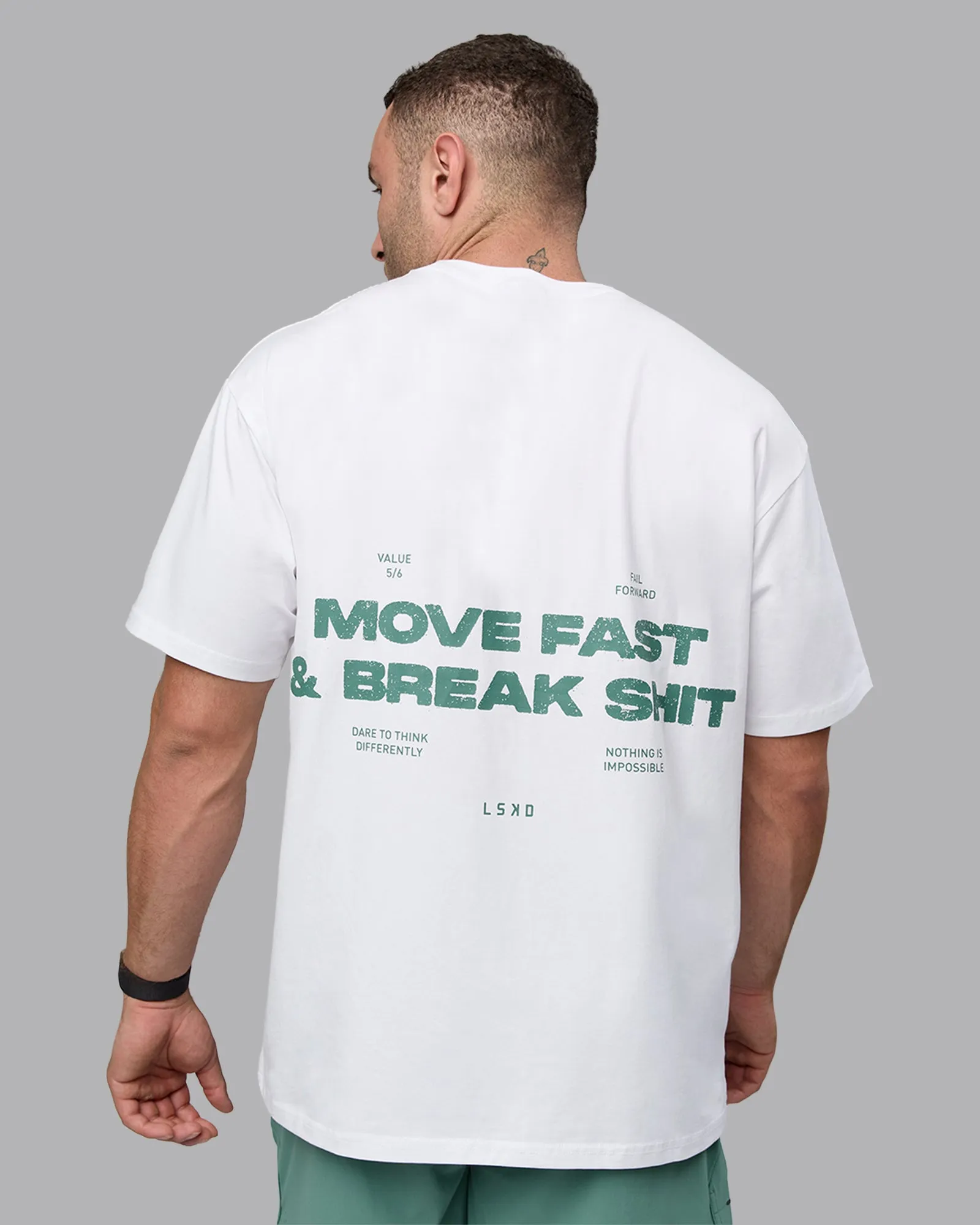 Unisex Move Fast Value Series FLXCotton Tee Oversize - White-Sagebrush