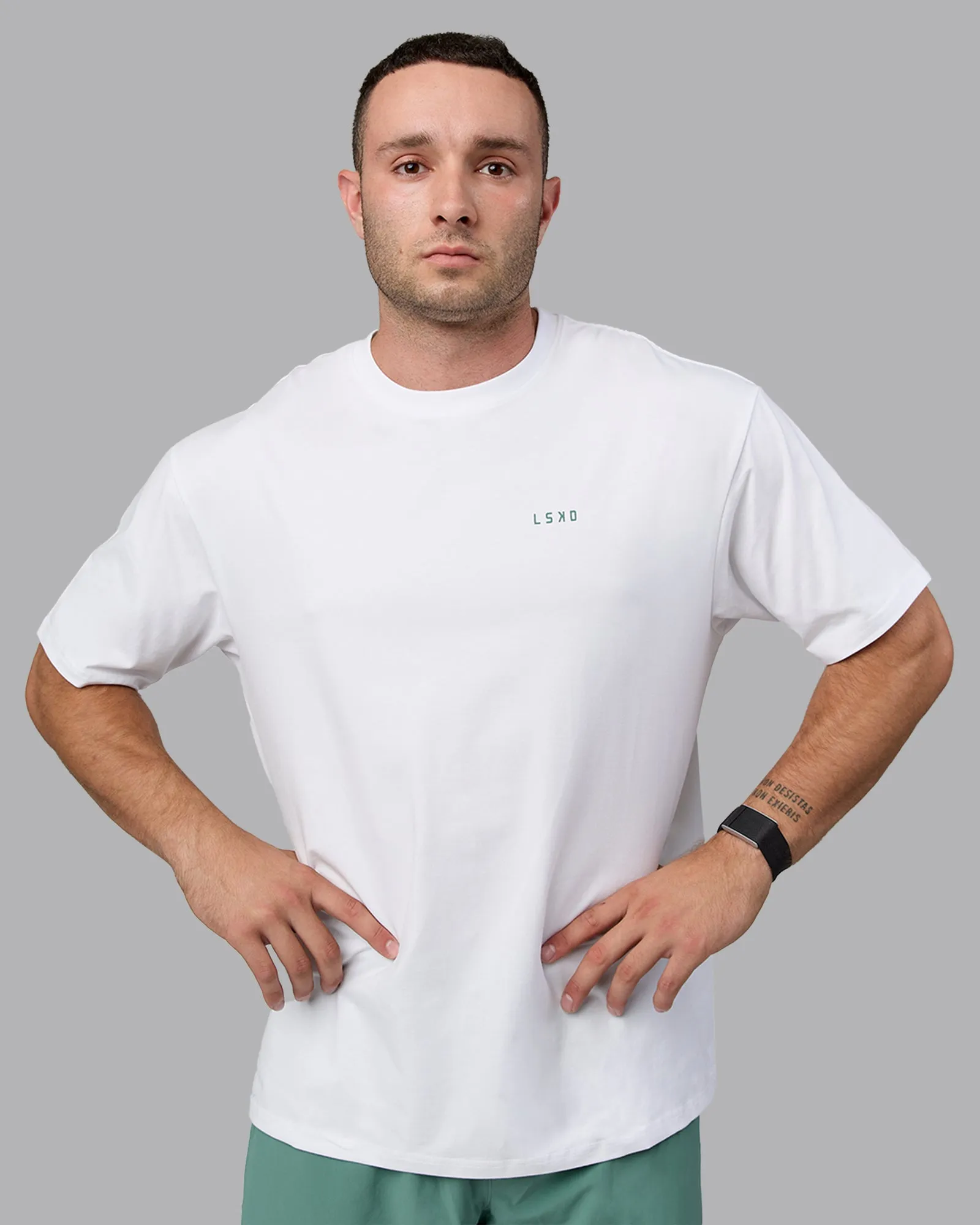 Unisex Move Fast Value Series FLXCotton Tee Oversize - White-Sagebrush