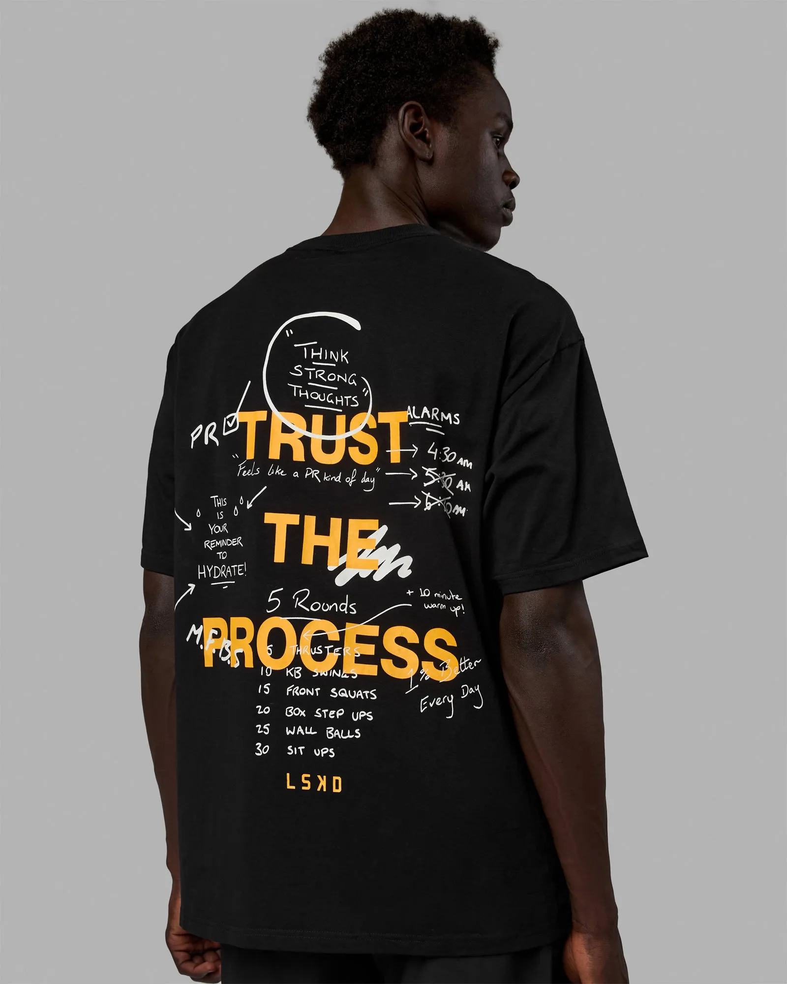 Unisex Think Strong Heavyweight FLXCotton Tee Oversize - Black-Amber Yellow