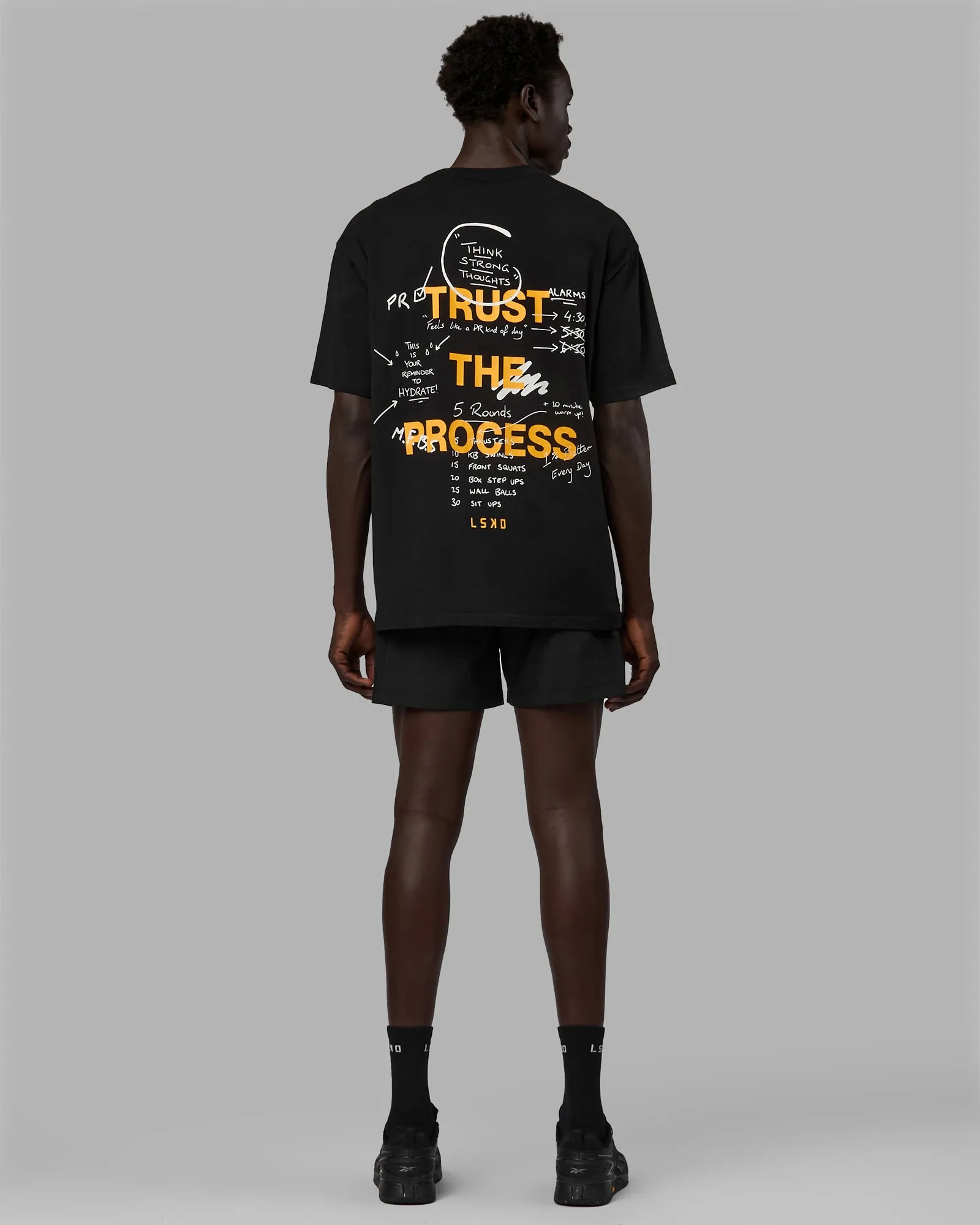 Unisex Think Strong Heavyweight FLXCotton Tee Oversize - Black-Amber Yellow