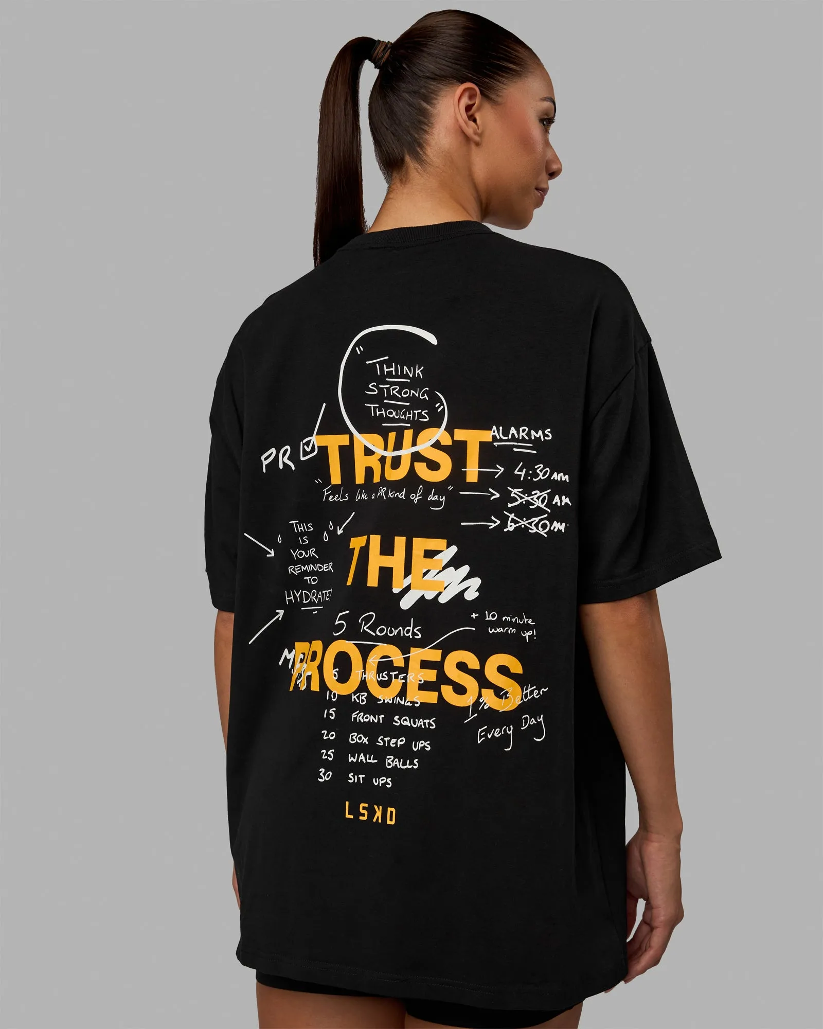 Unisex Think Strong Heavyweight FLXCotton Tee Oversize - Black-Amber Yellow