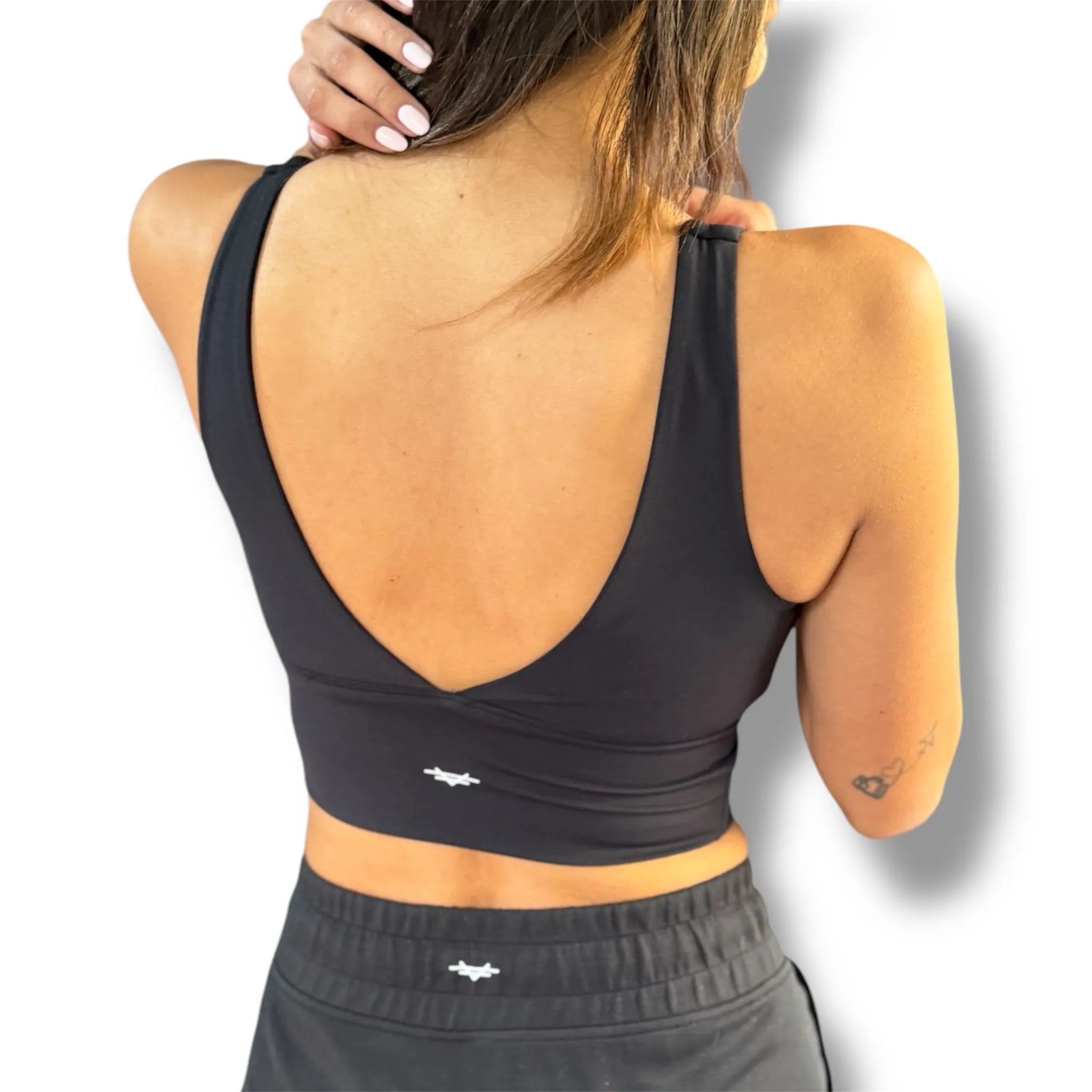 V Back Sports Bra - Black