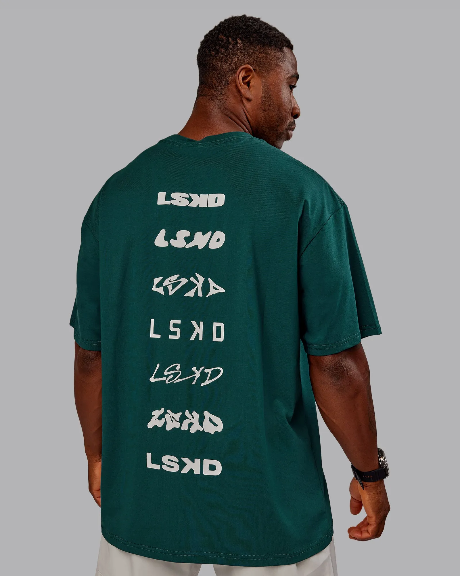 Variation FLXCotton Oversized Tee - Dark Moss-Digital Mist
