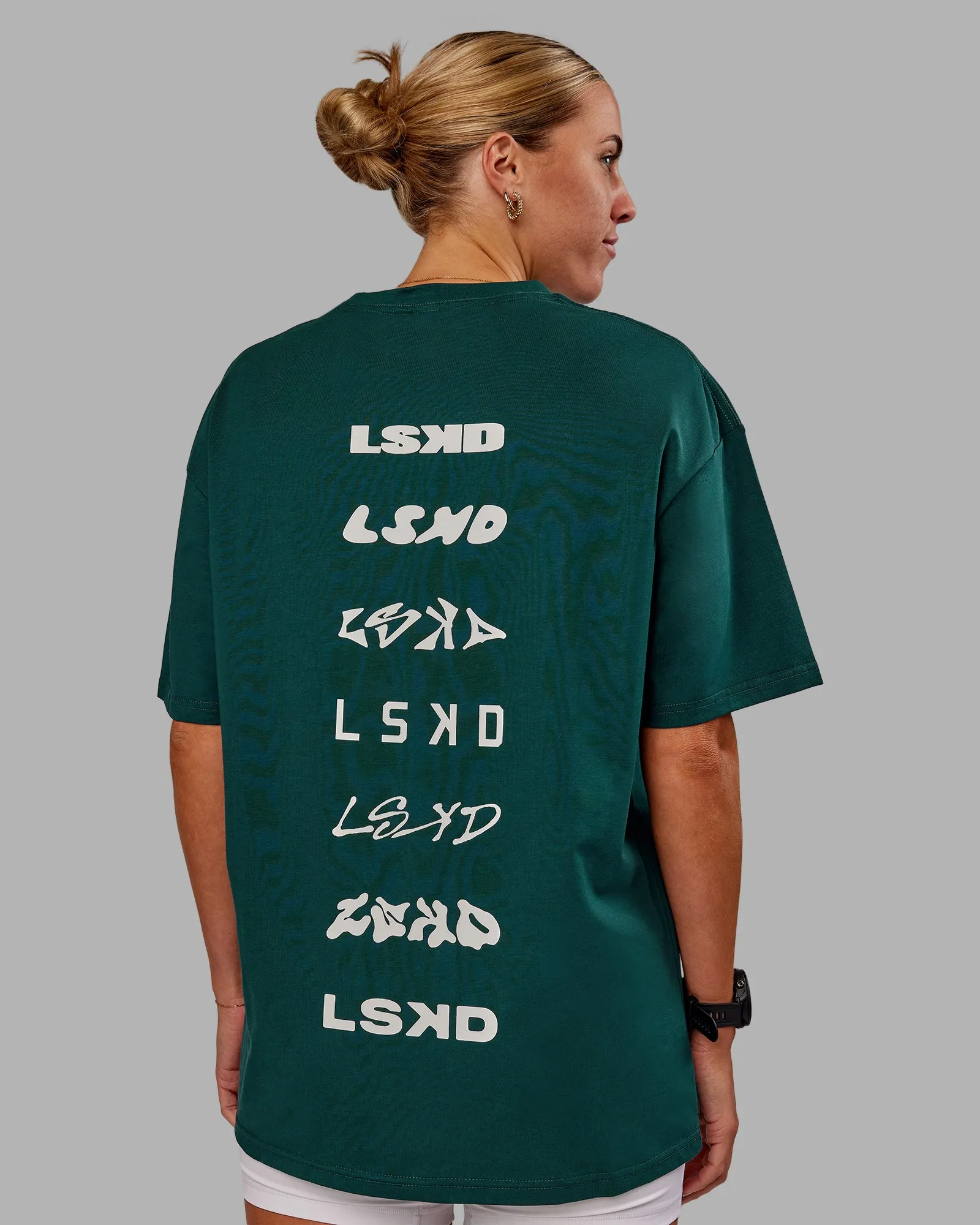 Variation FLXCotton Oversized Tee - Dark Moss-Digital Mist