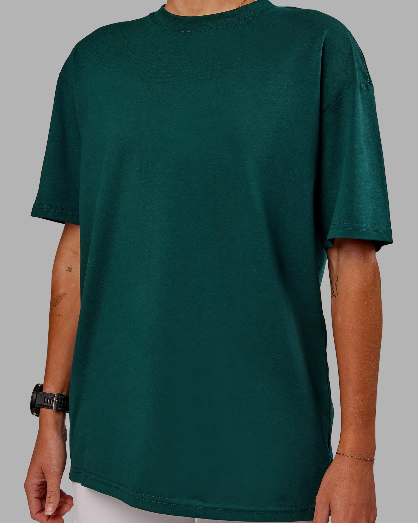 Variation FLXCotton Oversized Tee - Dark Moss-Digital Mist