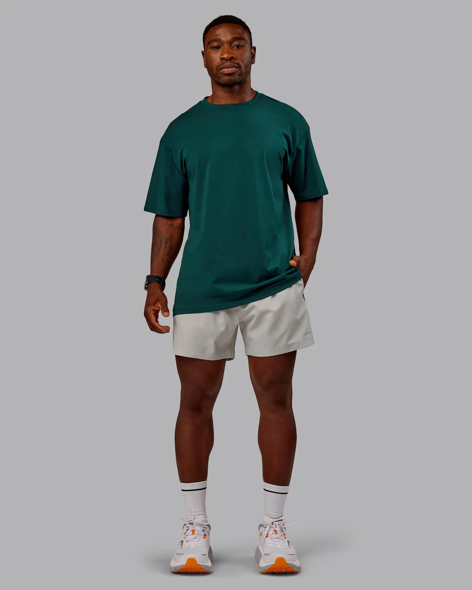 Variation FLXCotton Oversized Tee - Dark Moss-Digital Mist