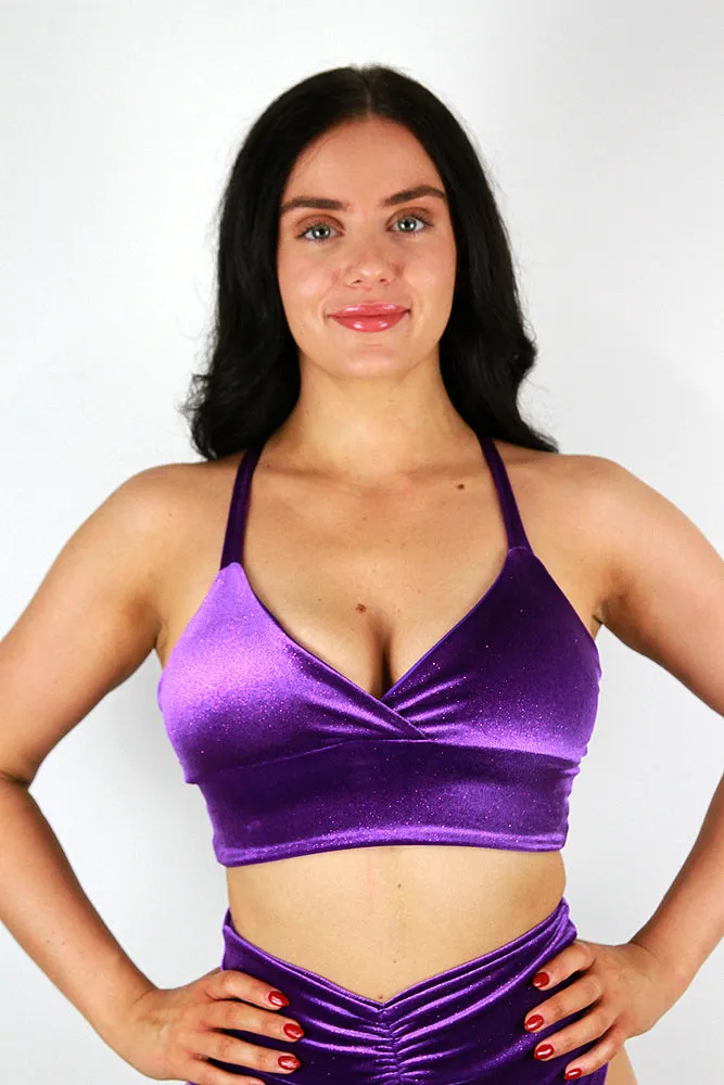 Velvet Sparkle Bikini Bra Purple