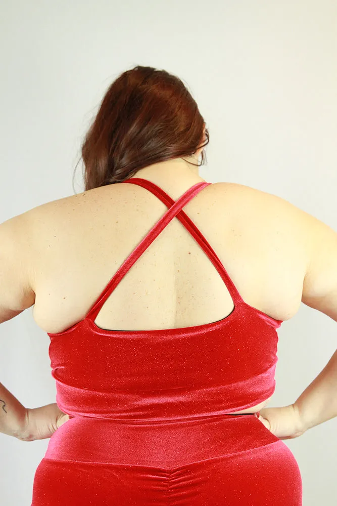 Velvet Sparkle Plus Size Bikini Bra Red