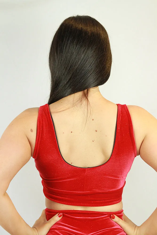 Velvet Sparkle Sweet Scoop Sports Bra Red
