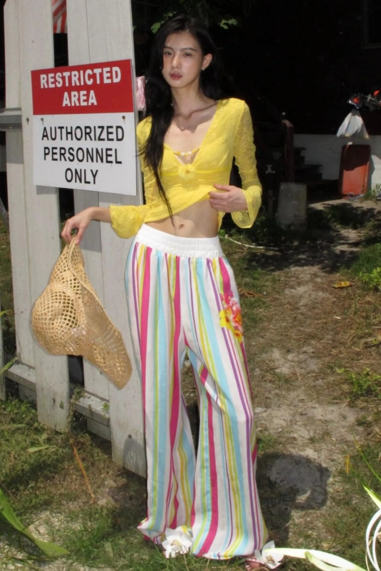 Vibrant Striped Wide-Leg Beach Pants