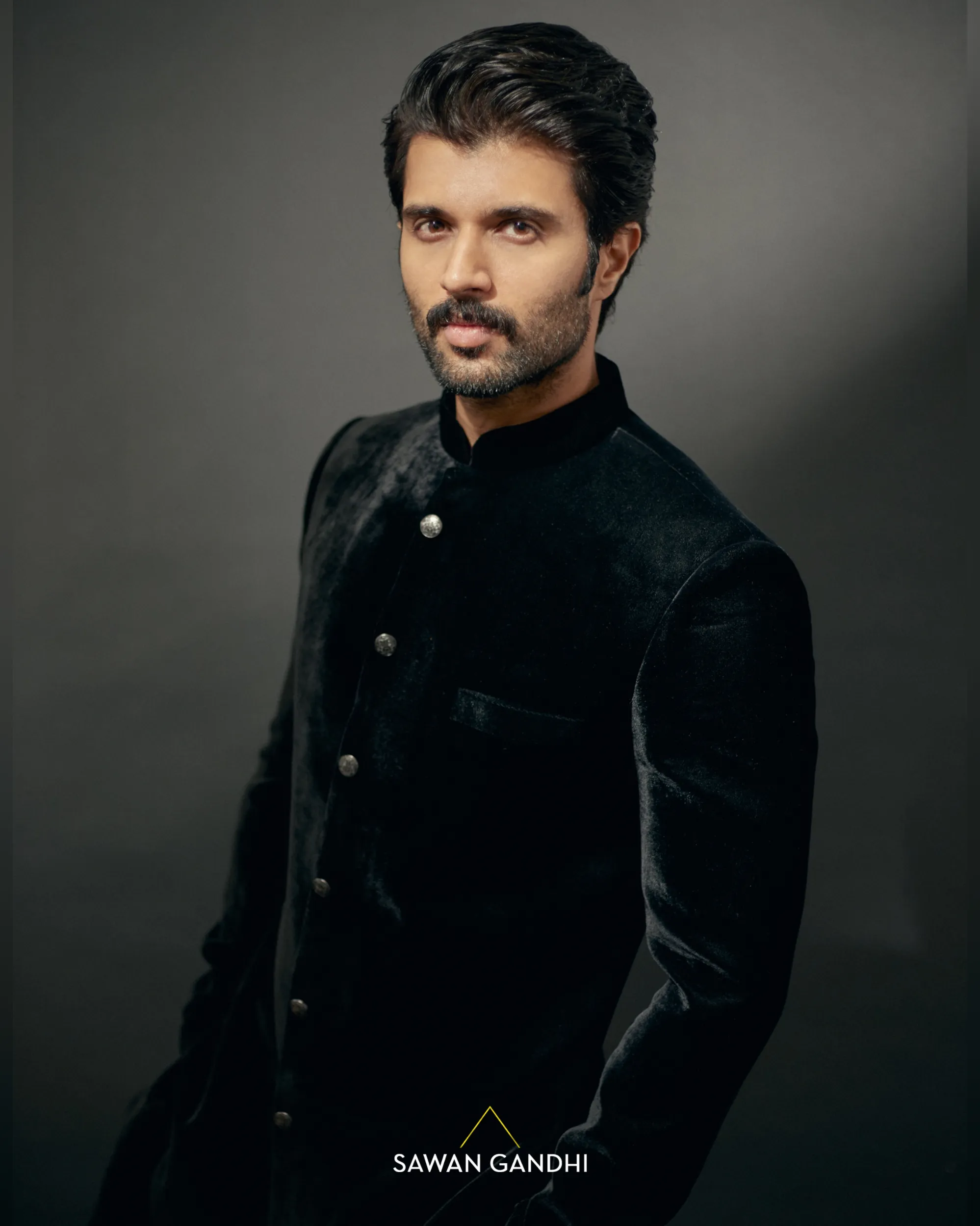 Vijay Deverakonda in Black velvet sherwani