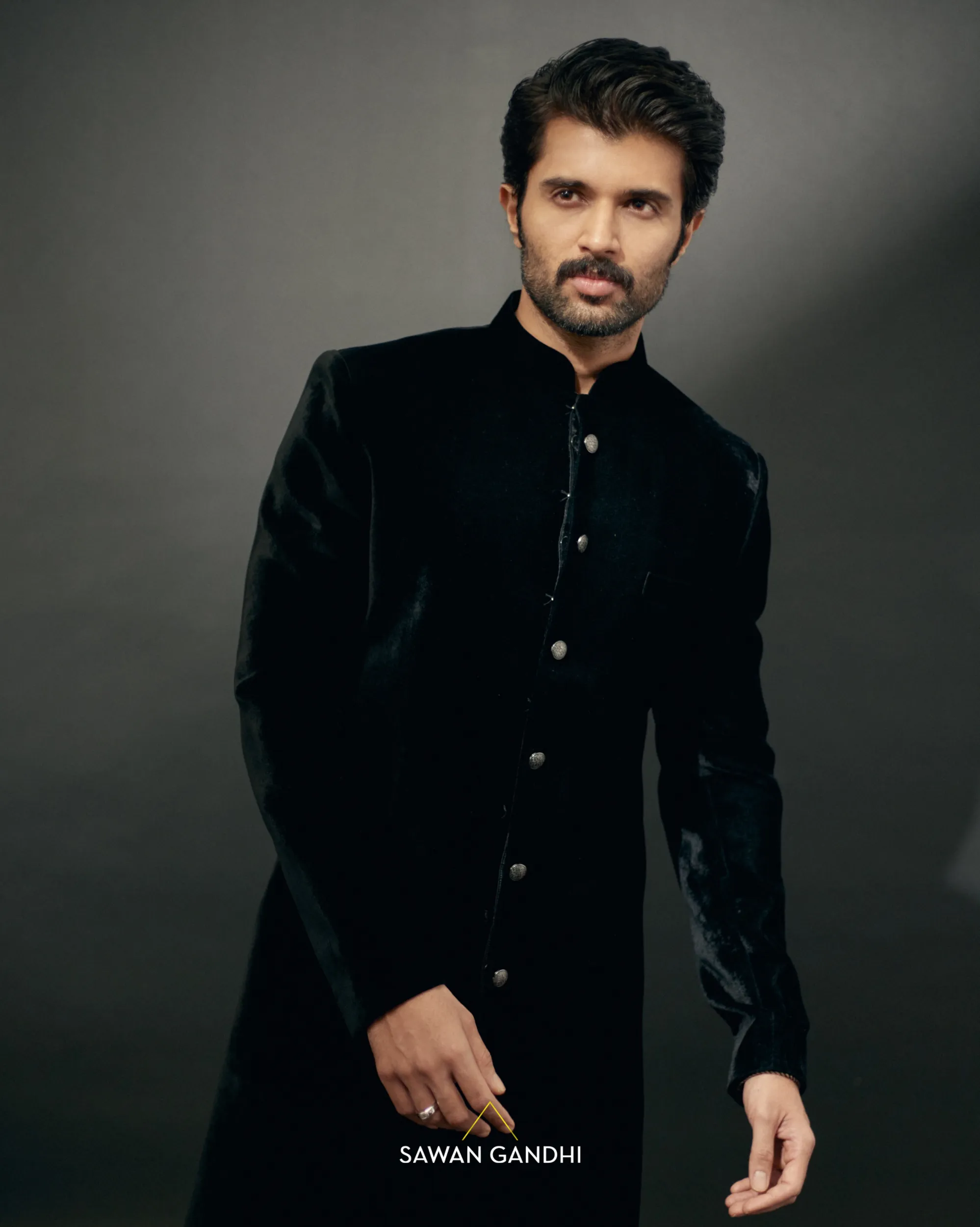 Vijay Deverakonda in Black velvet sherwani