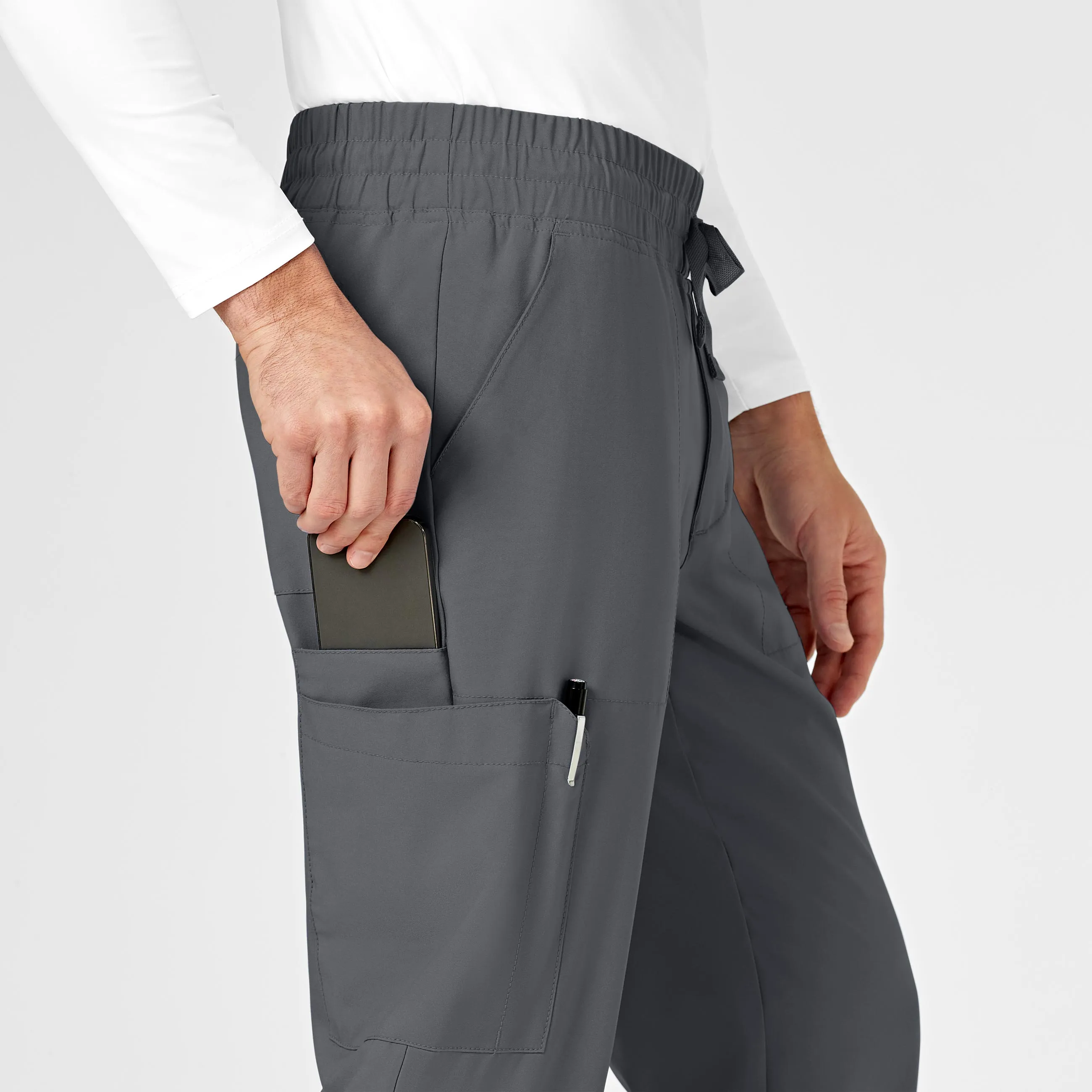 W123 5655 Men's Cargo Jogger Scrub Pants Pewter
