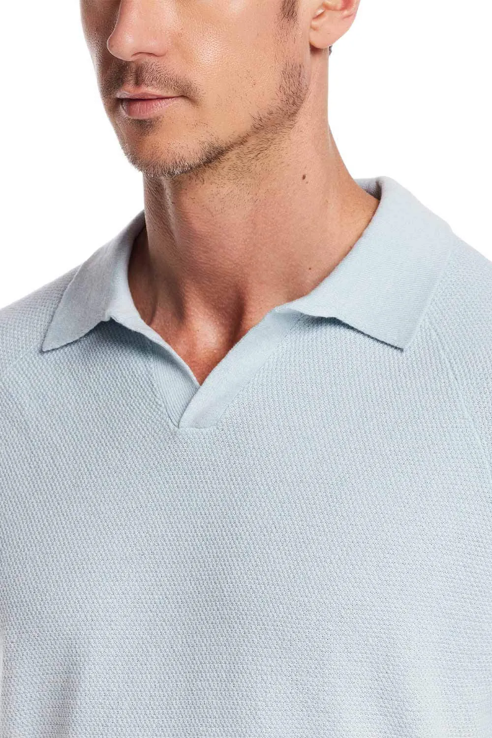 Weatherproof Vintage Mixy Johnny Collar Sweater Shirt for Men in Aqua Twist | S2540532GK-AQUATWIST