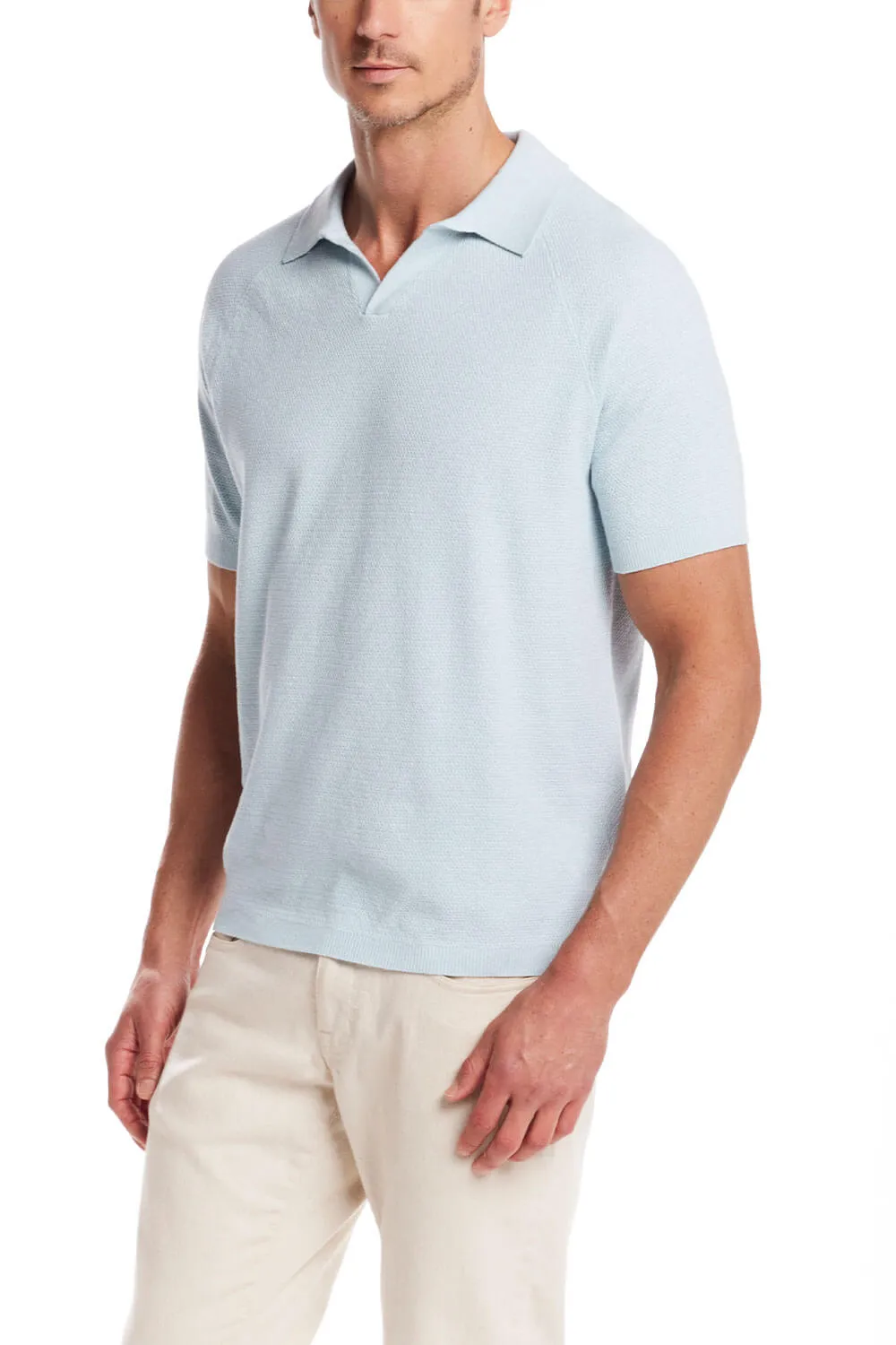Weatherproof Vintage Mixy Johnny Collar Sweater Shirt for Men in Aqua Twist | S2540532GK-AQUATWIST