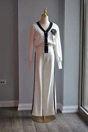 WHITE AND BLACK SWEATER SET