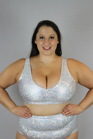 White Sparkle Sweet Scoop Plus Size Sports Bra