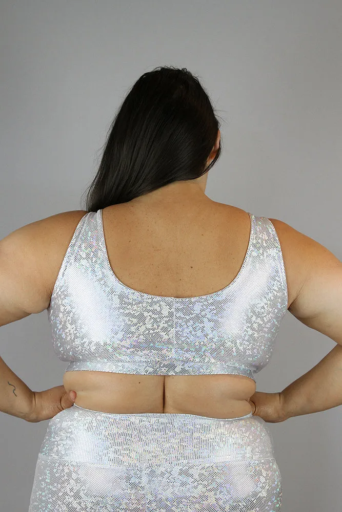White Sparkle Sweet Scoop Plus Size Sports Bra