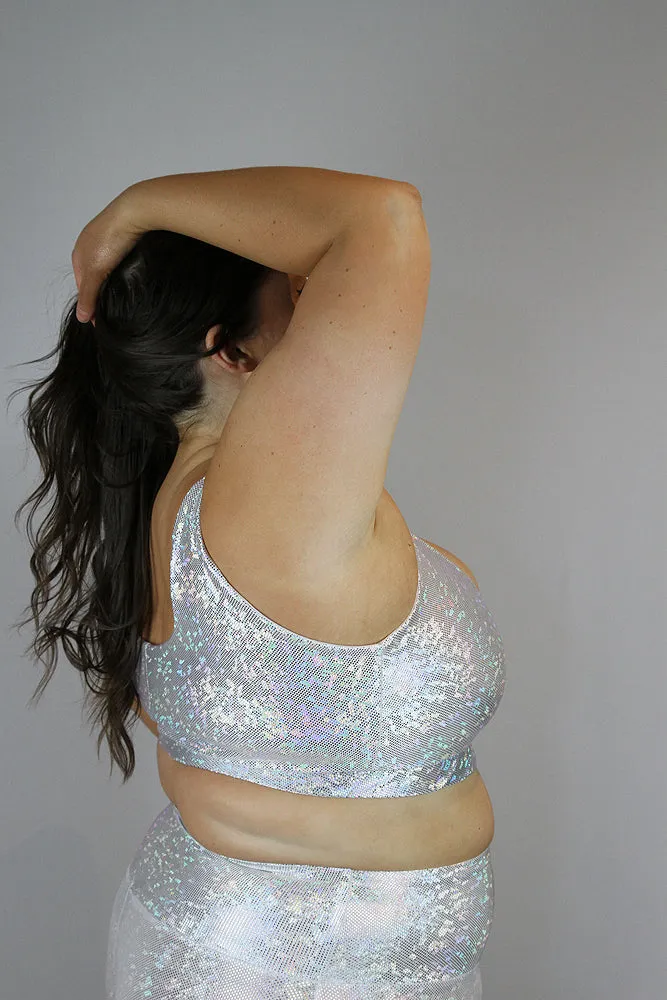 White Sparkle Sweet Scoop Plus Size Sports Bra