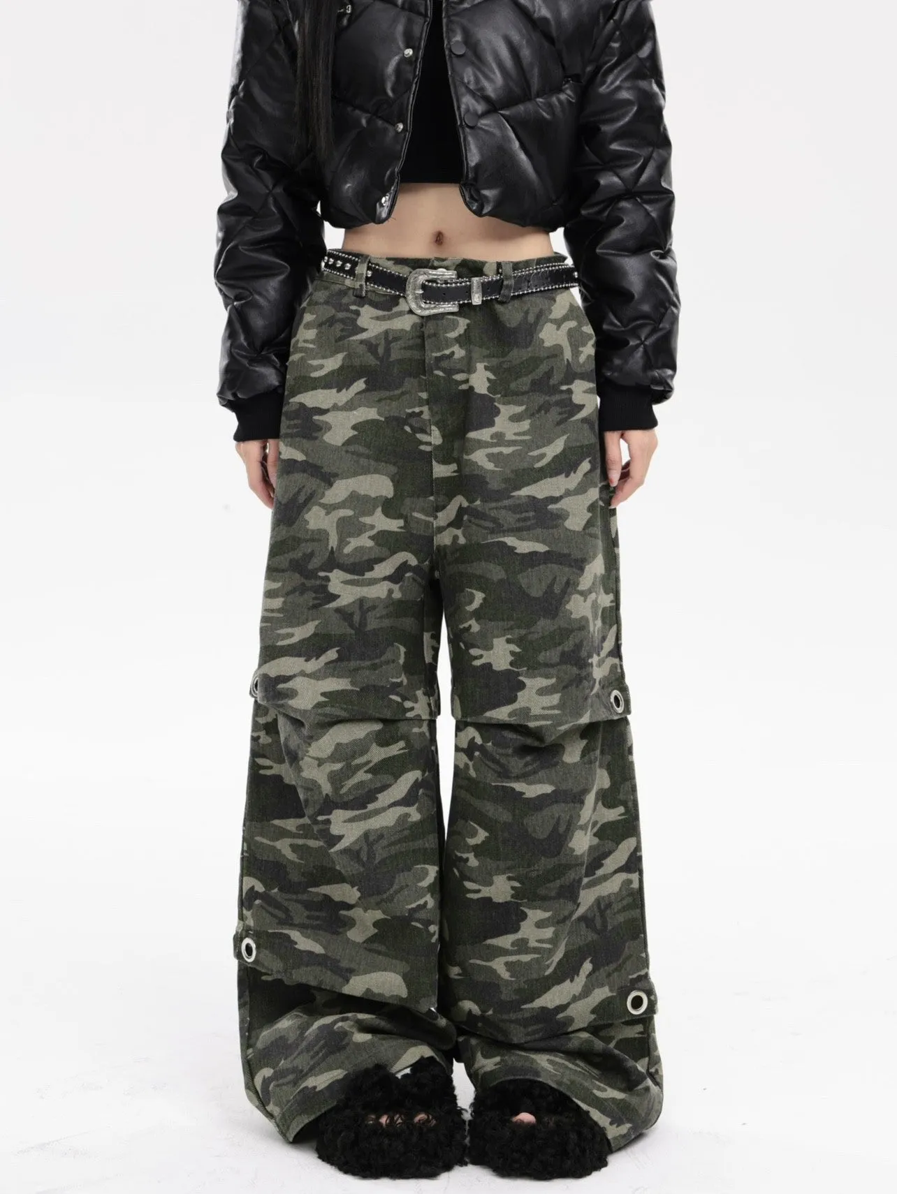 Wide Leg Camo Jeans