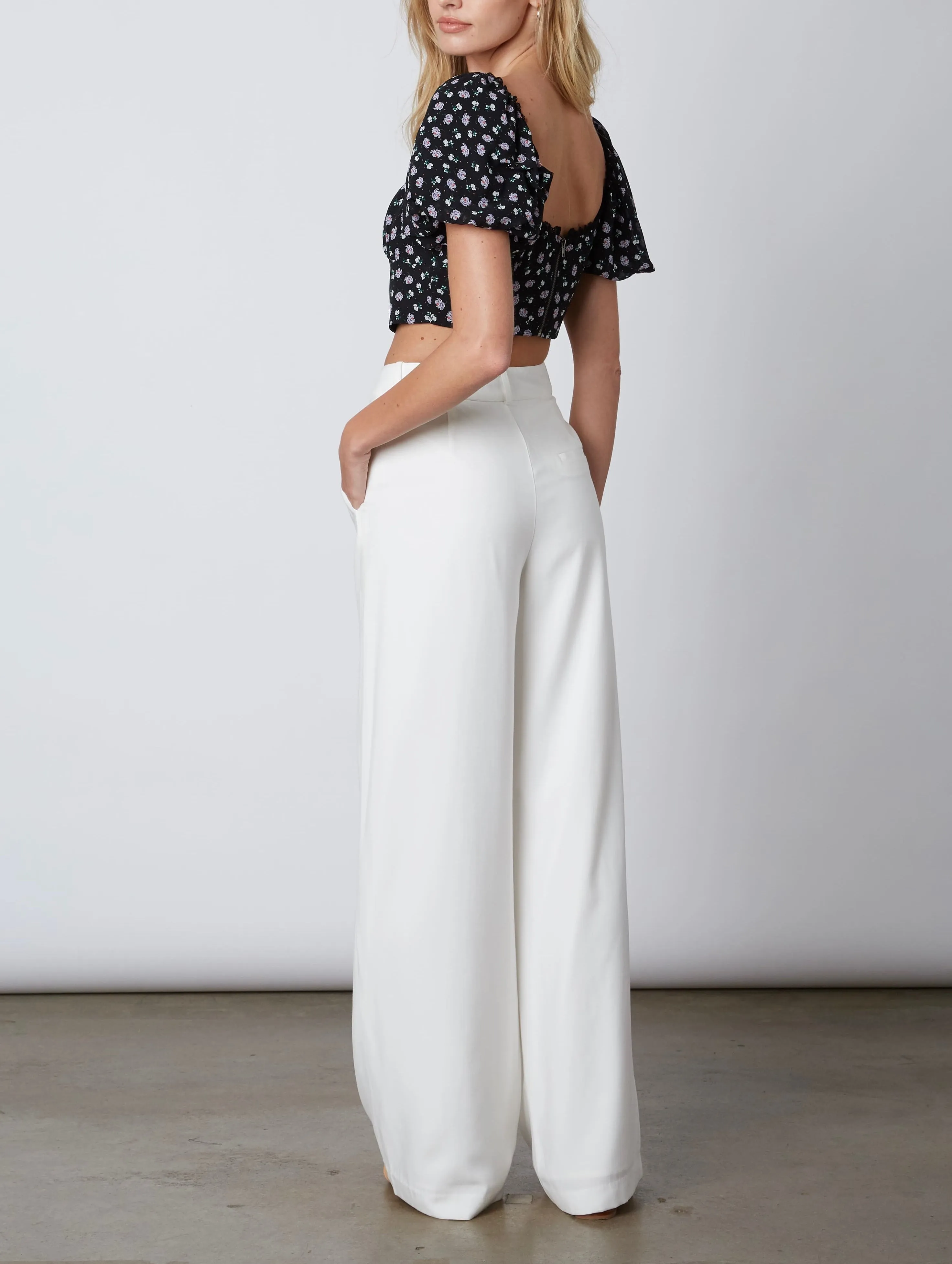 Wide Leg High Waist Pleat Pant