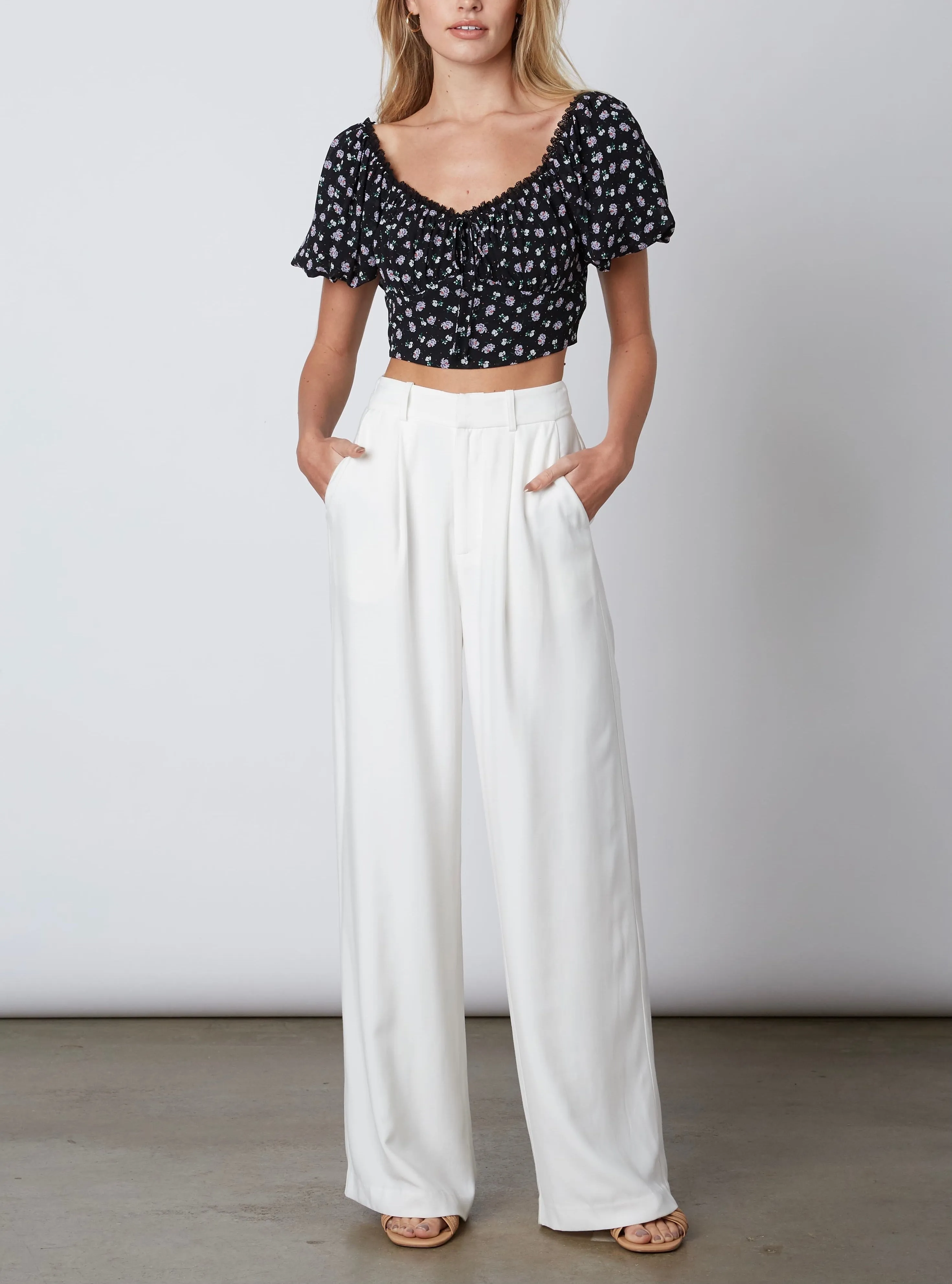 Wide Leg High Waist Pleat Pant