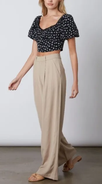 Wide Leg High Waist Pleat Pant