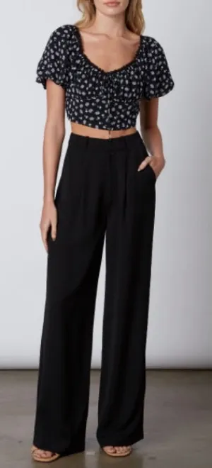Wide Leg High Waist Pleat Pant
