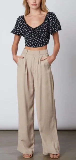 Wide Leg High Waist Pleat Pant