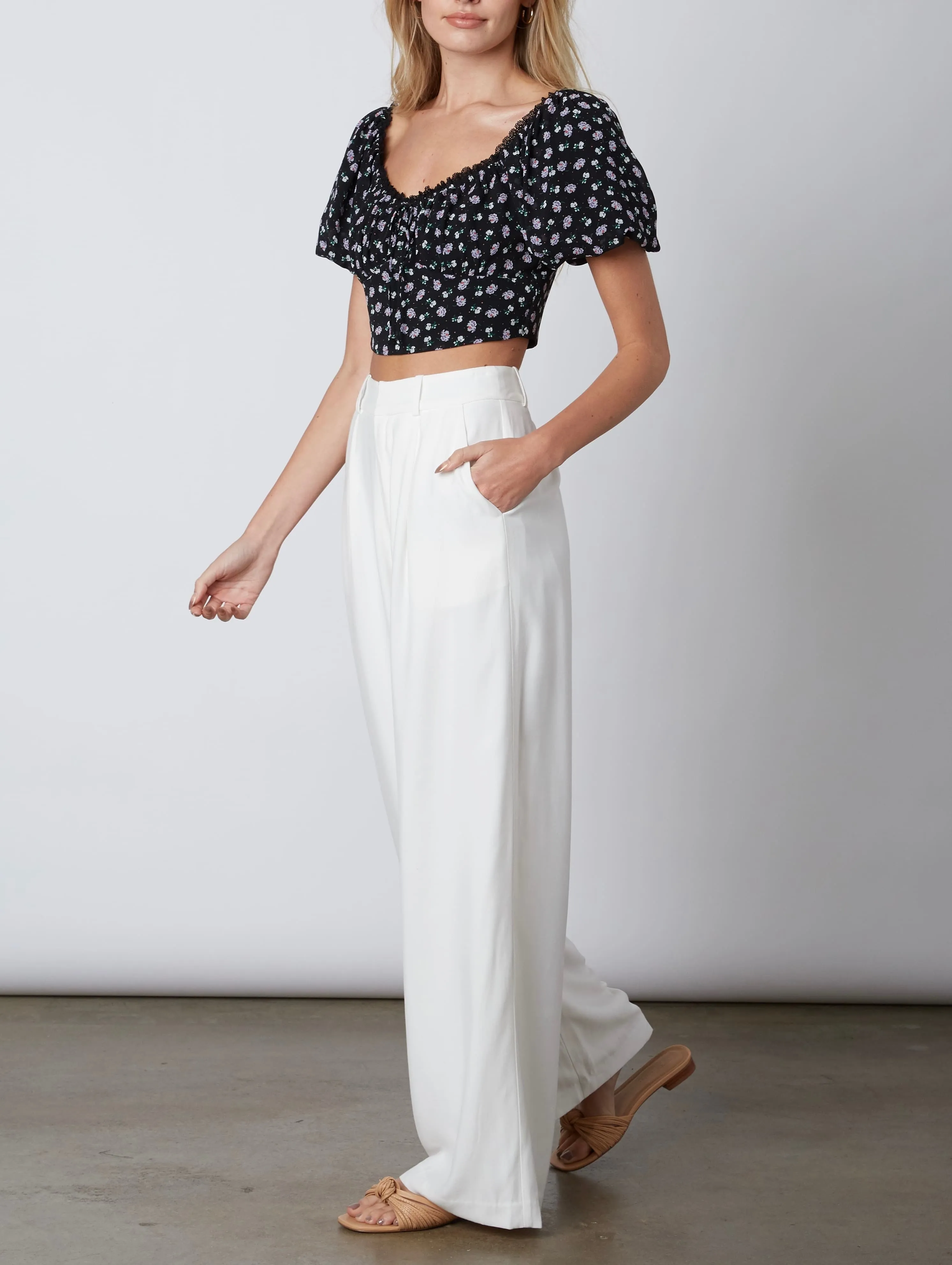 Wide Leg High Waist Pleat Pant