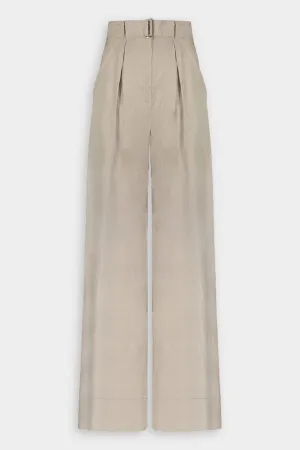 Wide Leg Pleated Pant in Oatmeal