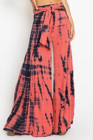 Wide Leg Smocked Tie Dye Tie Pants