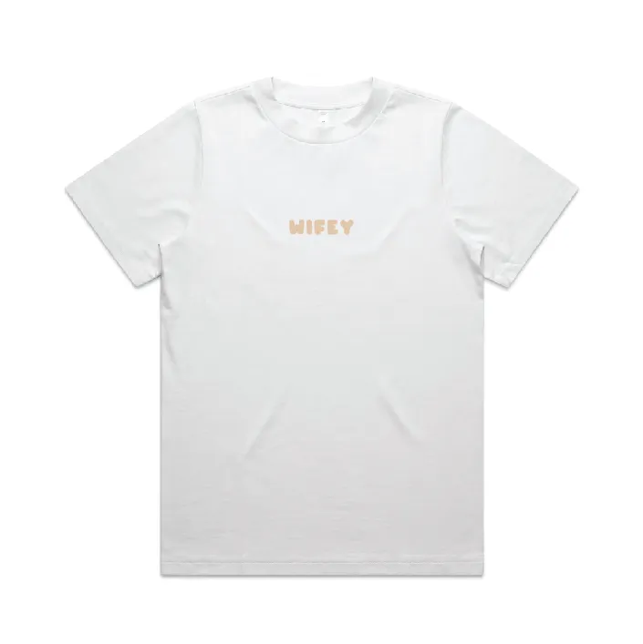 Wifey Tee | Beige on White