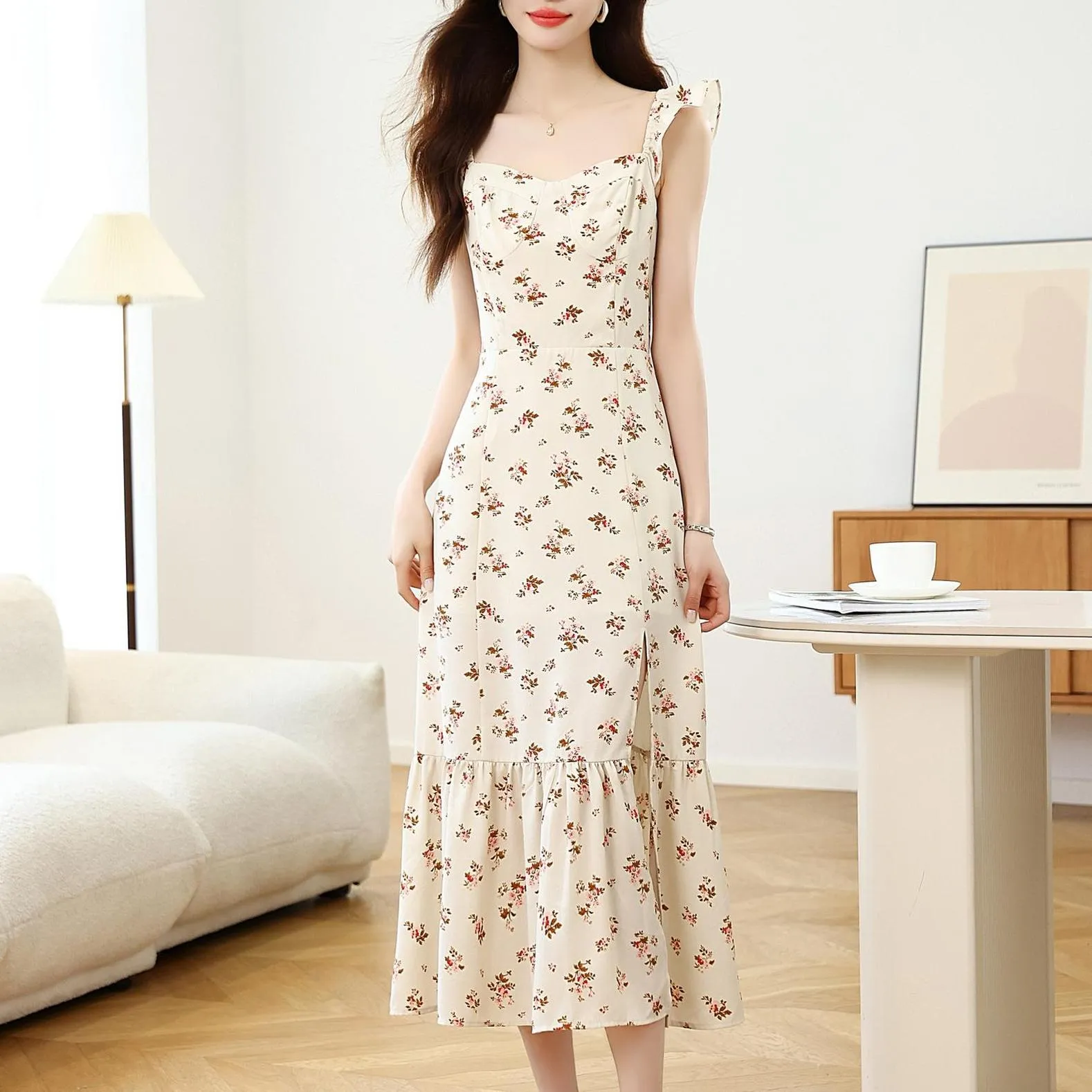 Women's A-Line Chiffon Strappy Cami Dress for Relaxed Getaways